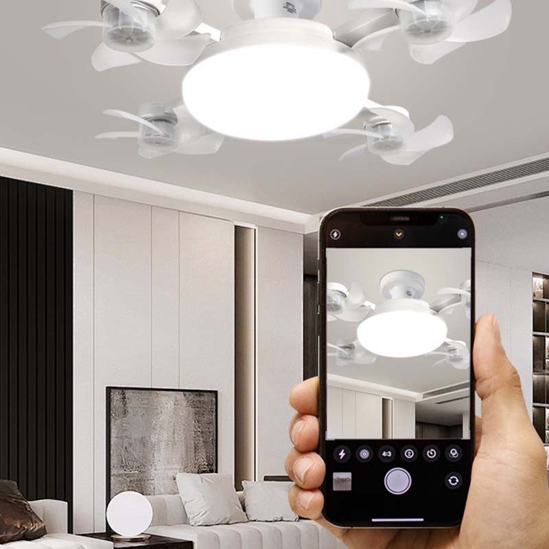 🌀Ny loftsventilator med E27-fatning – støjsvag 2-i-1 LED-ventilator med fjernbetjening, energibesparende kombination af køling og belysning til soveværelset derhjemme