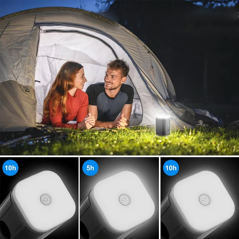 🏕️ Genopladelig camping-luftpumpe – LED-lys, hurtig oppumpning, kompakt – betaling ved levering 🔋