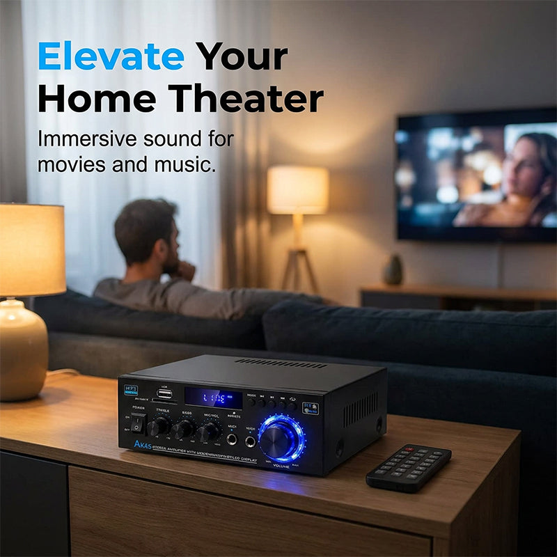 🎶 Digital karaoke-forstærker – Bluetooth, USB og AUX, perfekt til mikrofon, guitar og højttalere, kompakt og nem at tage med 🎸