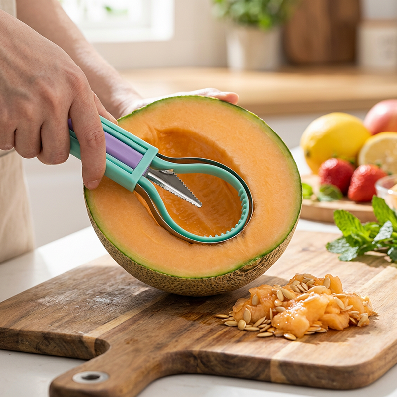 Multifunktionelt frugt- og melonkugleske-sæt