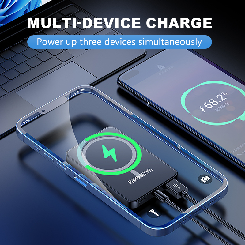 🔋✨Professionel magnetisk oplader til rejsende & professionelle 🧲| 22,5 W kabel & 15 W trådløs | 10.000 mAh | Hurtig levering💥