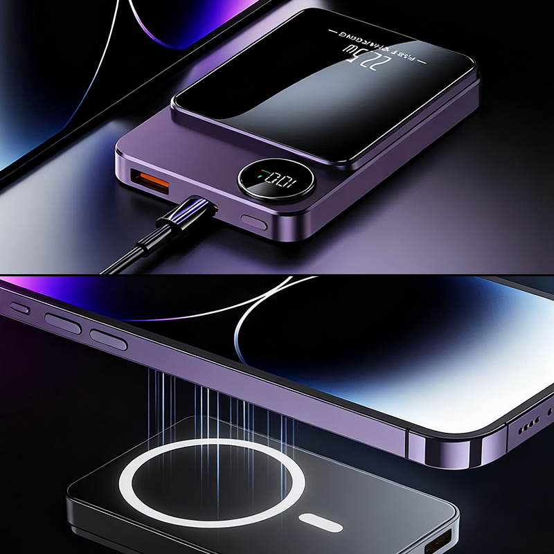 🔋✨Professionel magnetisk oplader til rejsende & professionelle 🧲| 22,5 W kabel & 15 W trådløs | 10.000 mAh | Hurtig levering💥