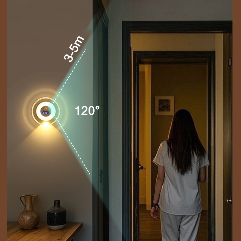 ⌛Tidsbegrænset tilbud – smart LED-natlampe med ur og bevægelsessensor