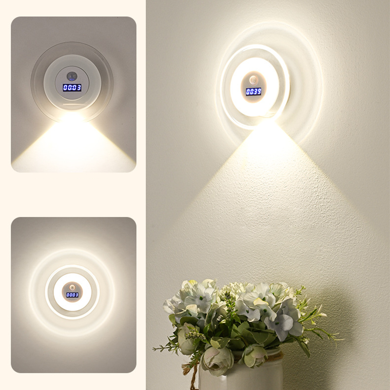 ⌛Tidsbegrænset tilbud – smart LED-natlampe med ur og bevægelsessensor
