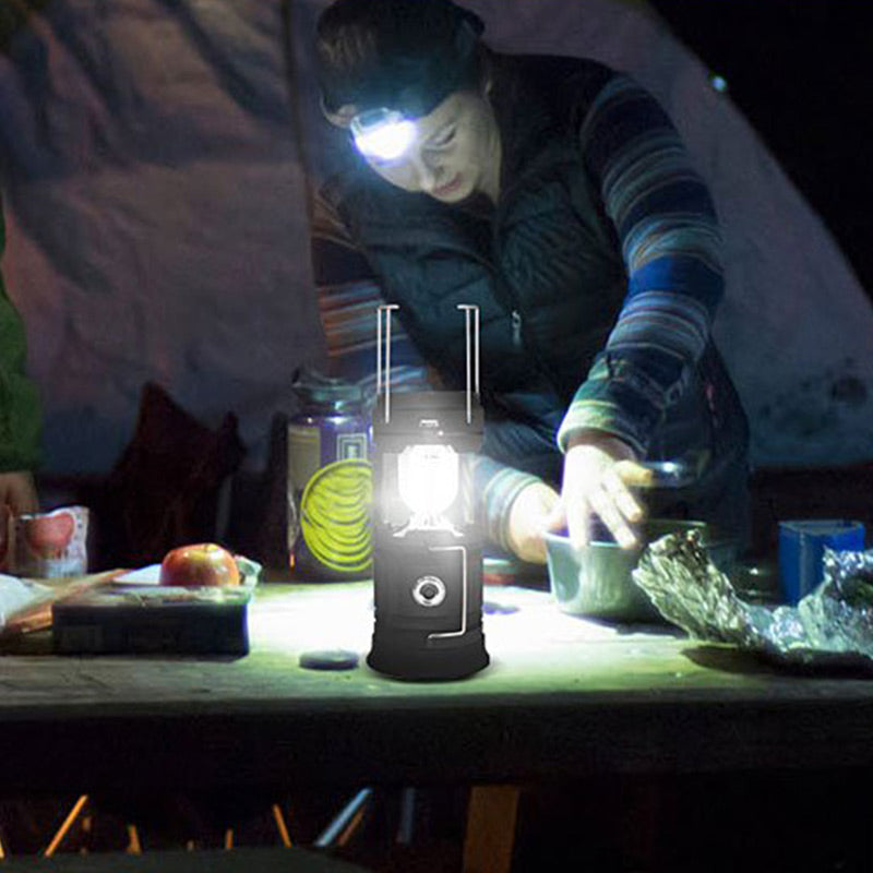 Solcelledrevet udtrækkelig campinglampe