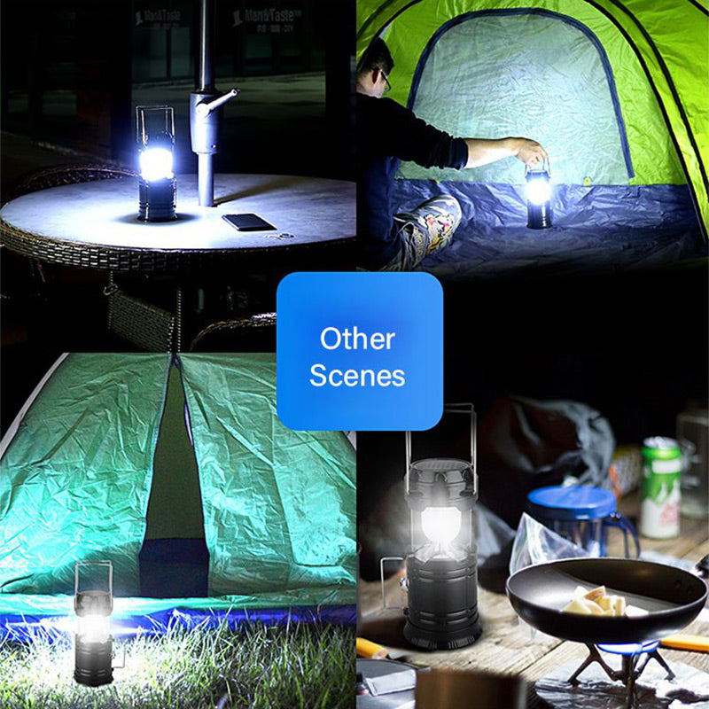 Solcelledrevet udtrækkelig campinglampe
