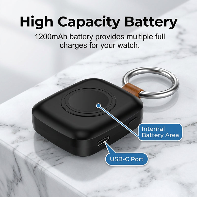 ⌚🔋 Powerbank til smartwatch – trådløs oplader, 1200 mAh, kompakt og stilfuld!