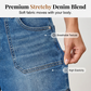 Bermuda-denimshorts til kvinder med mellemhøj talje og lommer