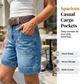 Bermuda-denimshorts til kvinder med mellemhøj talje og lommer