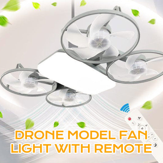E27 drone-model ventilatorlampe med 3 hastigheder og fjernbetjening