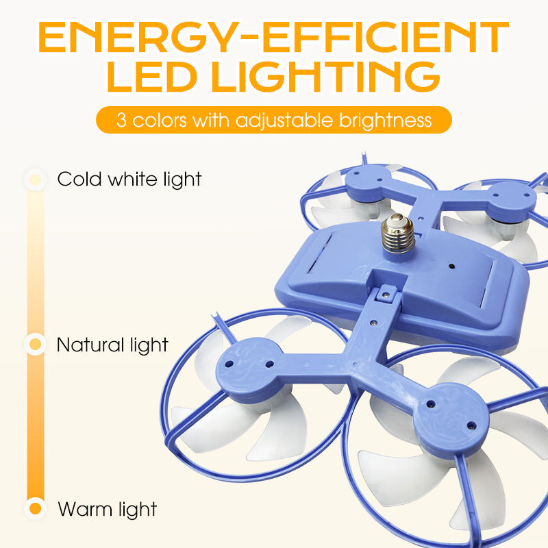 E27 drone-model ventilatorlampe med 3 hastigheder og fjernbetjening