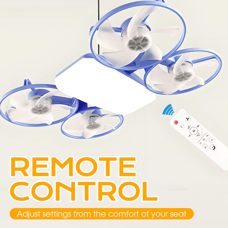 E27 drone-model ventilatorlampe med 3 hastigheder og fjernbetjening