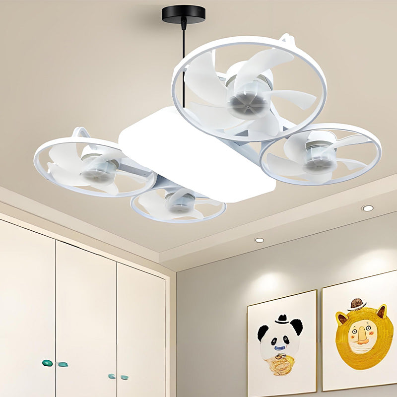 E27 drone-model ventilatorlampe med 3 hastigheder og fjernbetjening
