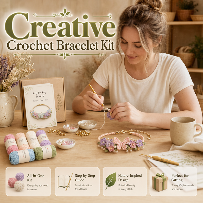 🧶Naturinspireret DIY-hæklet armbåndssæt 🧘 mindsk stress, mens du skaber bærbar kunst med dine egne hænder