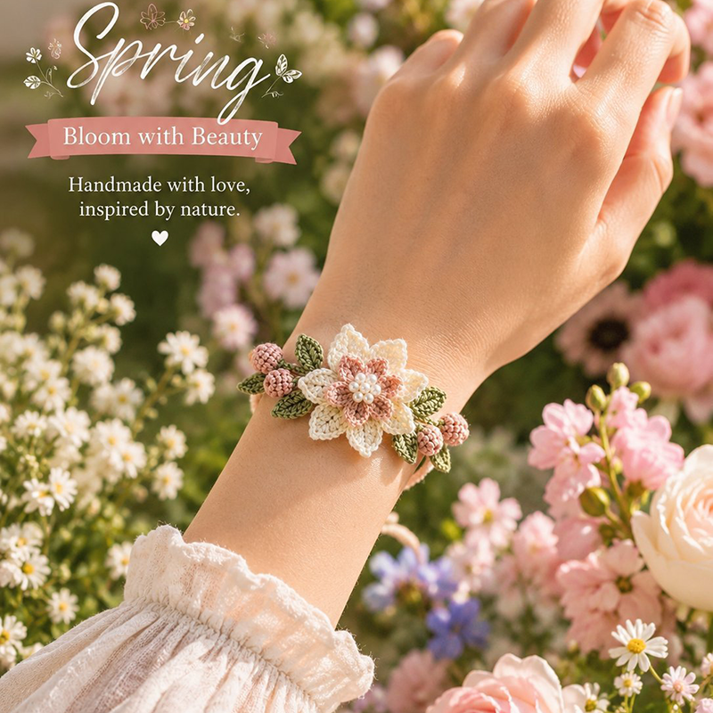 🧶Naturinspireret DIY-hæklet armbåndssæt 🧘 mindsk stress, mens du skaber bærbar kunst med dine egne hænder