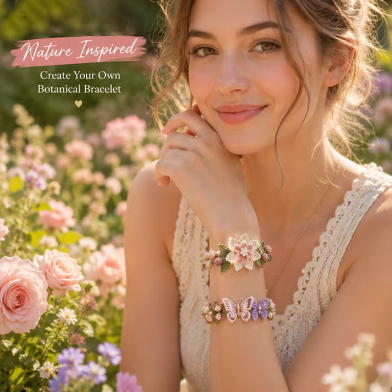 🧶Naturinspireret DIY-hæklet armbåndssæt 🧘 mindsk stress, mens du skaber bærbar kunst med dine egne hænder