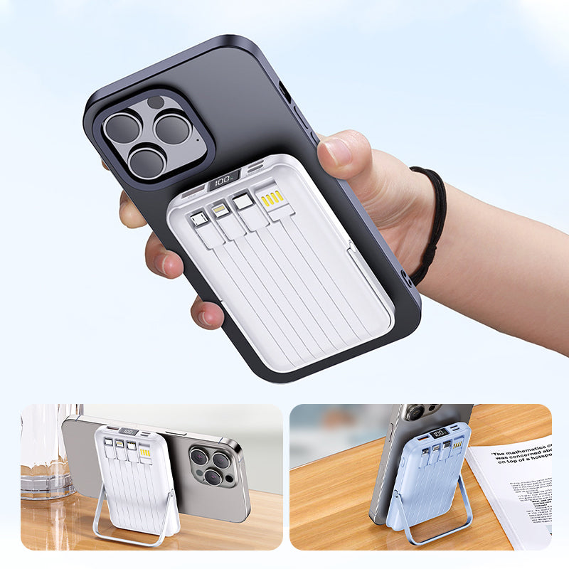 Magnetisk powerbank med stander og kabel