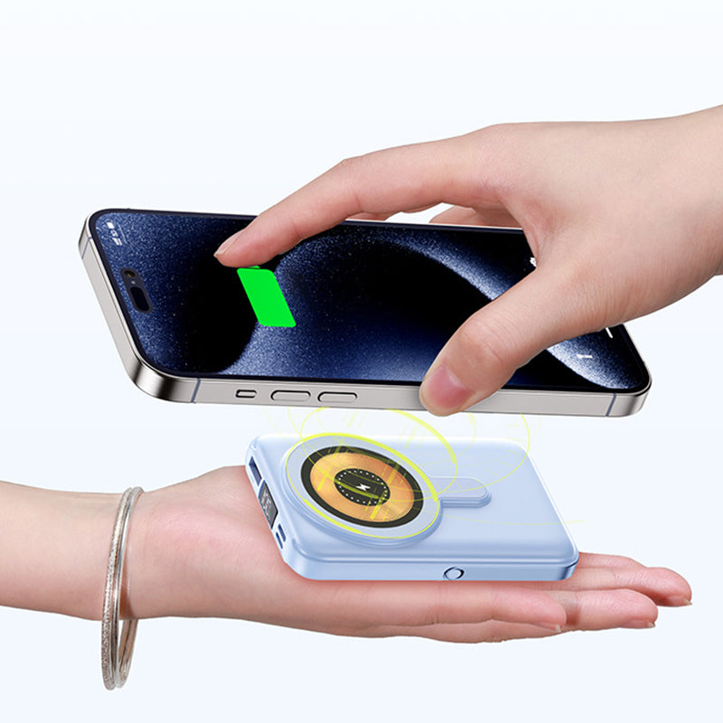 Magnetisk powerbank med stander og kabel