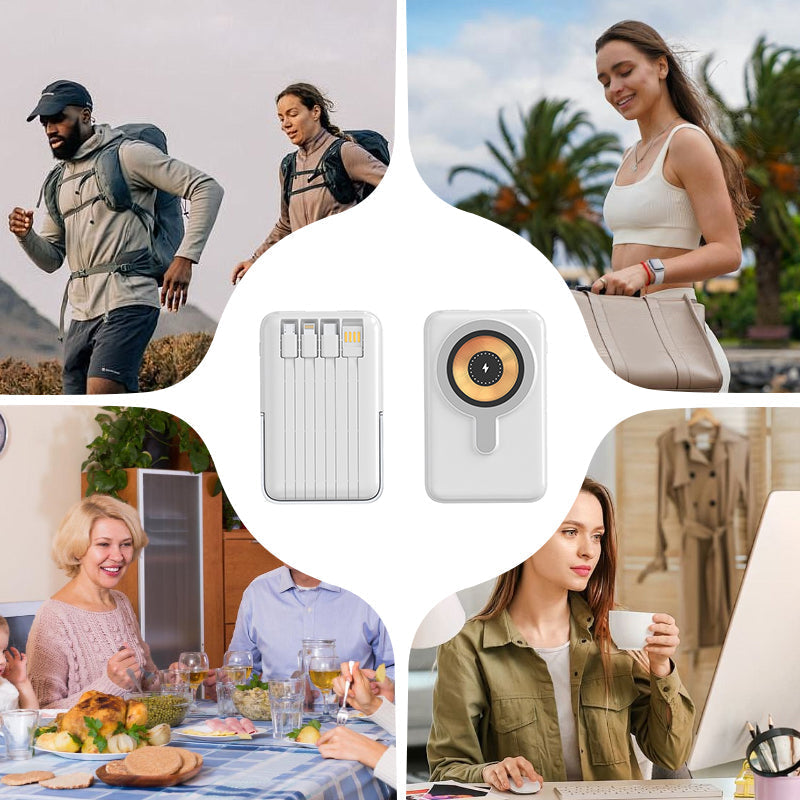 Magnetisk powerbank med stander og kabel