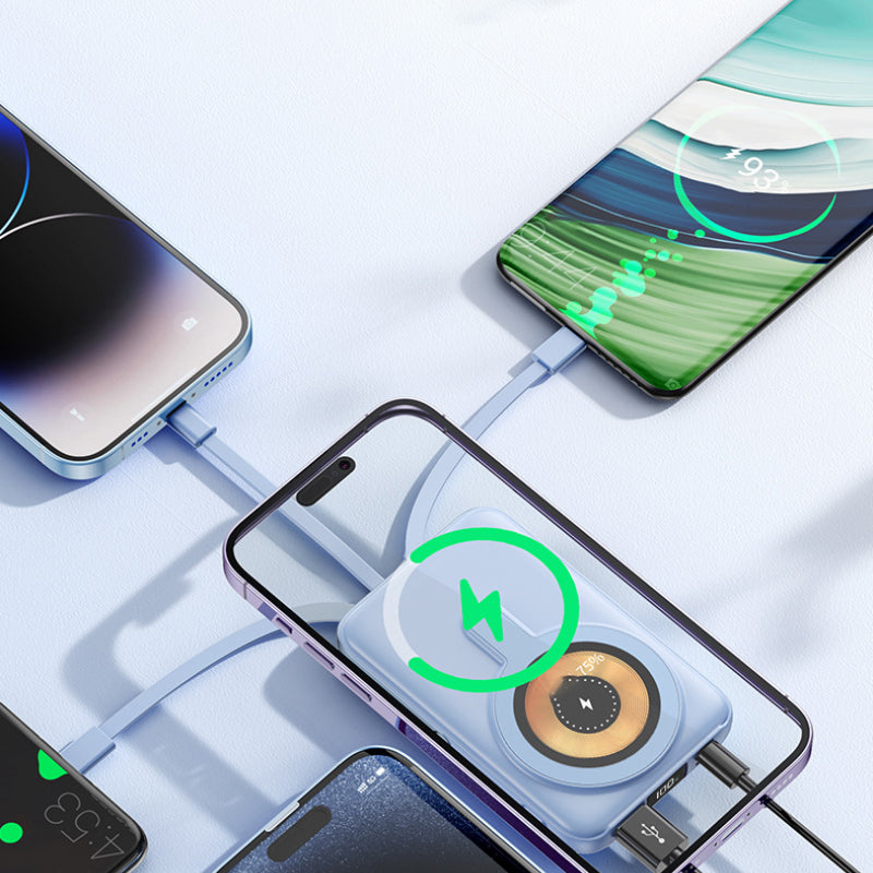 Magnetisk powerbank med stander og kabel