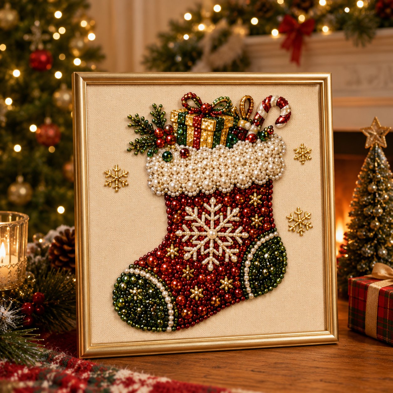 🧘Afslappende og velegnet til begyndere – 🎨💎DIY-julekunstsæt med perler og diamanter