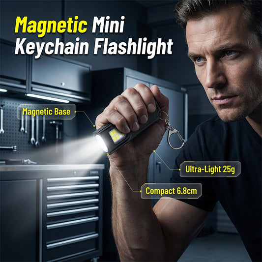 🔦 Mini-nøgleringslygte med magnetisk base – lille størrelse, stor hjælp i hverdagen ✨