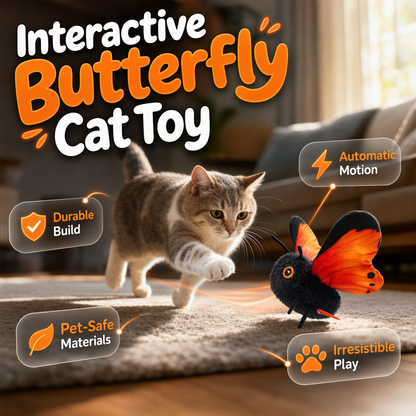 🦋🐱 Smart Sensing Flapping Butterfly Toy – 50 % RABAT! Bevægelsesaktiveret, realistisk flyvning, interaktiv underholdning – holder din kat beskæftiget i timevis. 🔥✨