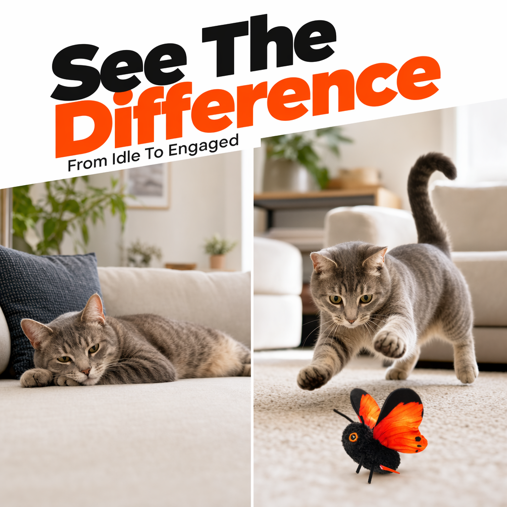 🦋🐱 Smart Sensing Flapping Butterfly Toy – 50 % RABAT! Bevægelsesaktiveret, realistisk flyvning, interaktiv underholdning – holder din kat beskæftiget i timevis. 🔥✨