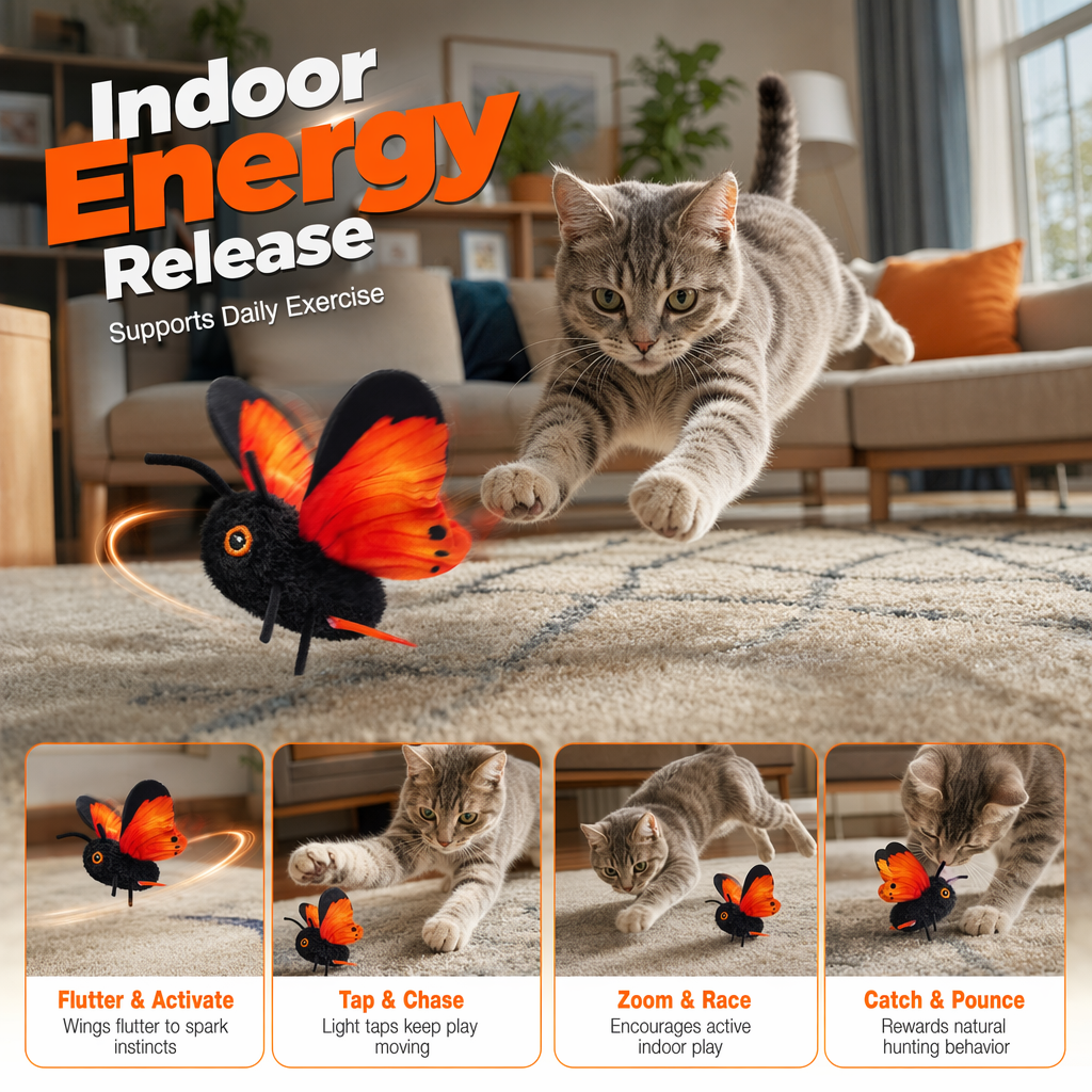 🦋🐱 Smart Sensing Flapping Butterfly Toy – 50 % RABAT! Bevægelsesaktiveret, realistisk flyvning, interaktiv underholdning – holder din kat beskæftiget i timevis. 🔥✨