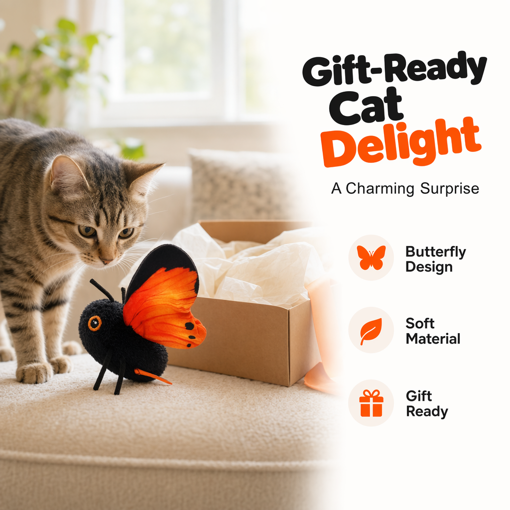 🦋🐱 Smart Sensing Flapping Butterfly Toy – 50 % RABAT! Bevægelsesaktiveret, realistisk flyvning, interaktiv underholdning – holder din kat beskæftiget i timevis. 🔥✨