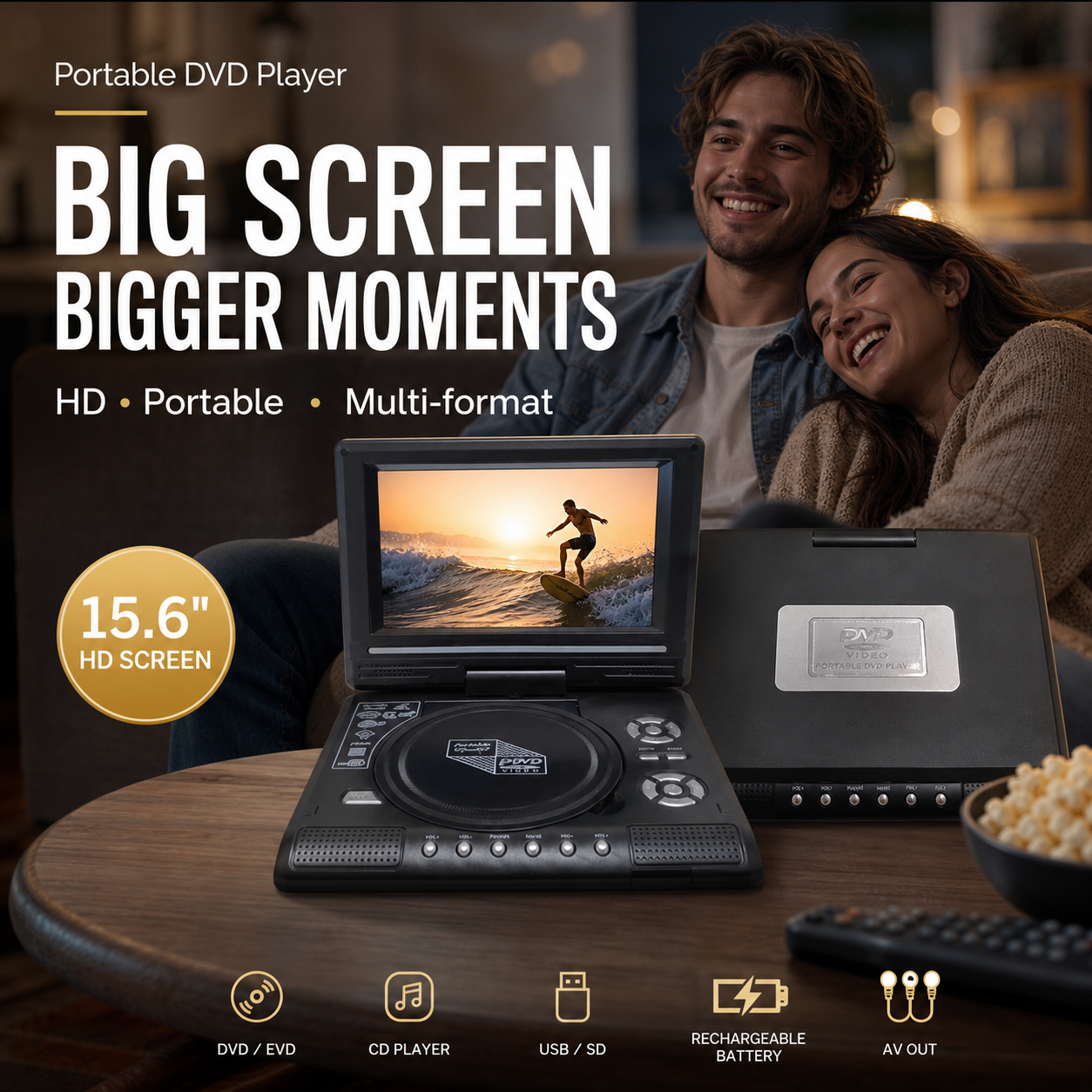 📺 7,8" bærbar HD-DVD/EVD-afspiller – stor skærm, genopladelig og kompatibel med DVD/CD/USB/SD – perfekt til hjemmet og på rejsen 🔥 50 % RABAT