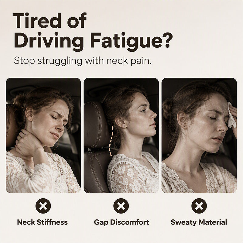 🚗💤 Reducér træthed under kørslen! Universal nakkepude i memory foam til bil – ergonomisk nakkestøtte til lange køreture