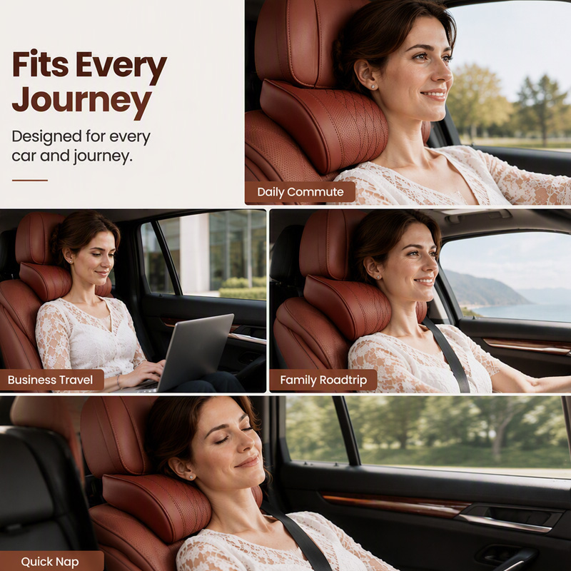 🚗💤 Reducér træthed under kørslen! Universal nakkepude i memory foam til bil – ergonomisk nakkestøtte til lange køreture