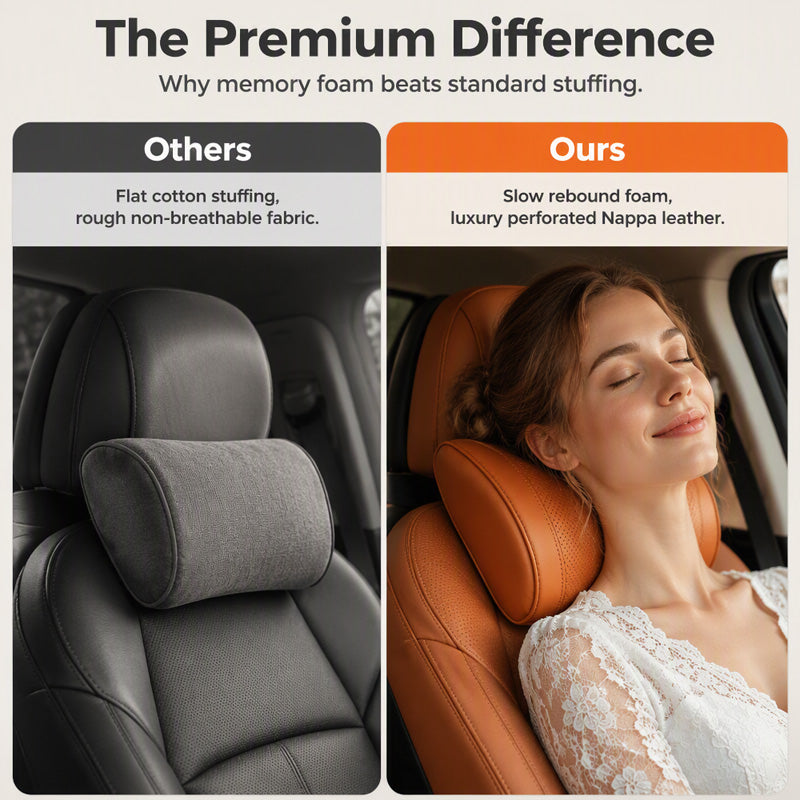 🚗💤 Reducér træthed under kørslen! Universal nakkepude i memory foam til bil – ergonomisk nakkestøtte til lange køreture