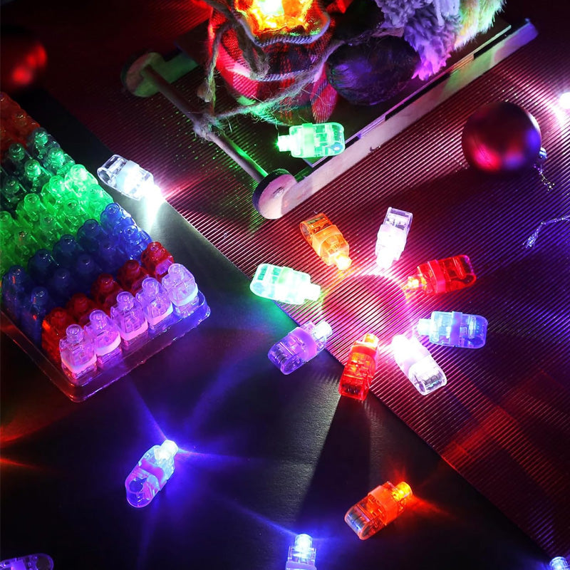 🥳2026 HOT SALE🥳💞 50K+ SOLGT! 🎉💡 50% RABAT! Mini farverige LED-fingerlys – kraftigt flerfarvet lys, enkel tænd/sluk med ét tryk. Blødt elastisk bånd sidder behageligt🎶✨