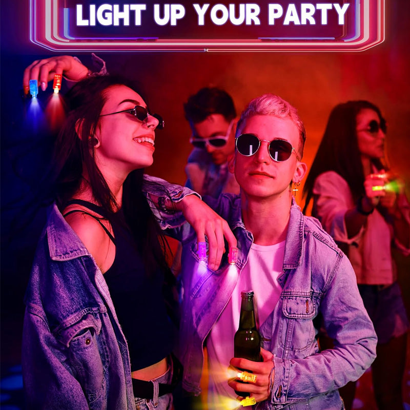 🥳2026 HOT SALE🥳💞 50K+ SOLGT! 🎉💡 50% RABAT! Mini farverige LED-fingerlys – kraftigt flerfarvet lys, enkel tænd/sluk med ét tryk. Blødt elastisk bånd sidder behageligt🎶✨