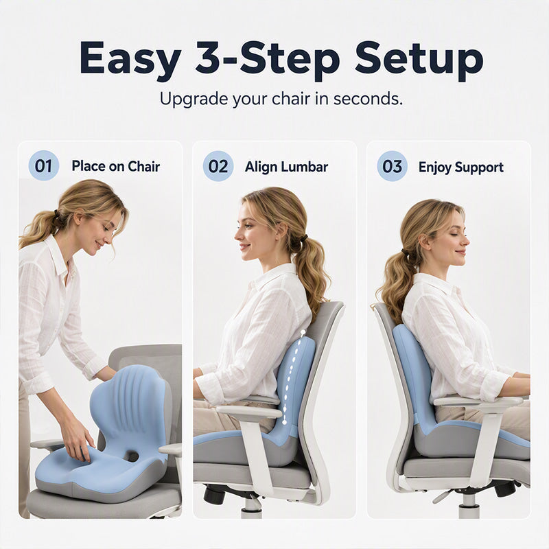 🪑 56% RABAT NU! ✨ Ergonomisk siddepude i memoryskum med rygstøtte – komfortabel og støttende til hjemmet, kontoret og bilen 💺🛡️
