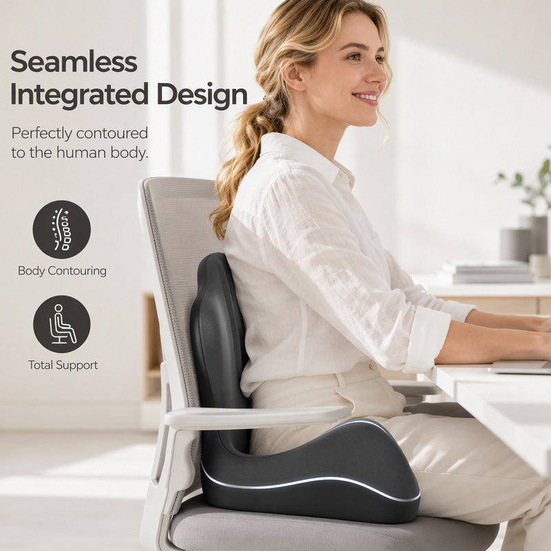 🪑 56% RABAT NU! ✨ Ergonomisk siddepude i memoryskum med rygstøtte – komfortabel og støttende til hjemmet, kontoret og bilen 💺🛡️