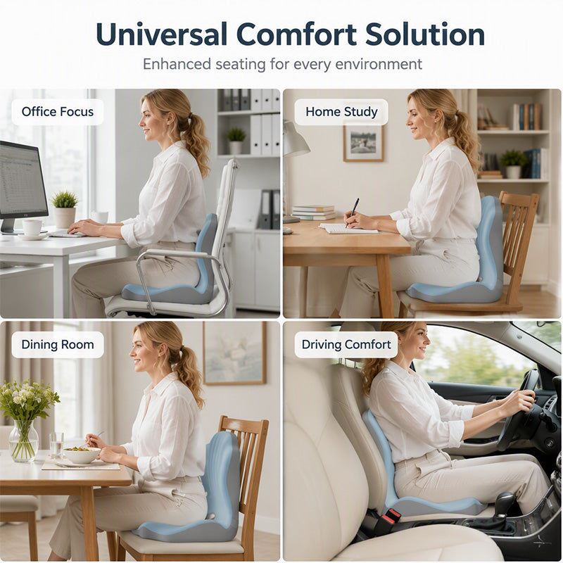 🪑 56% RABAT NU! ✨ Ergonomisk siddepude i memoryskum med rygstøtte – komfortabel og støttende til hjemmet, kontoret og bilen 💺🛡️