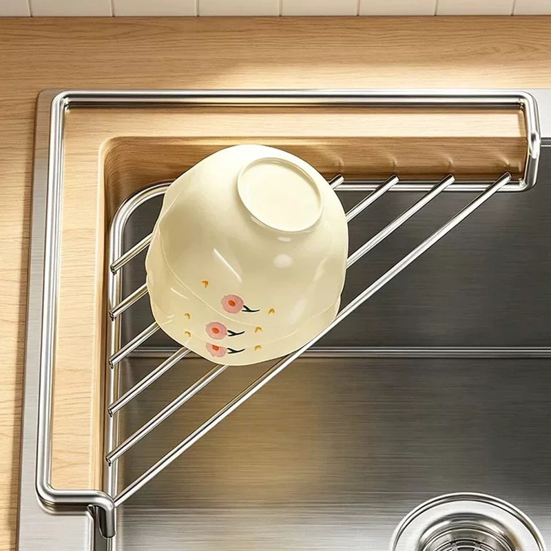 50% RABAT – Pladsbesparende Hjørnehylde til Vask – Åben Trådkonstruktion – Hurtig Afløb – Stabil – Nem Montering – Alsidig Opbevaring 🧽🚿✨