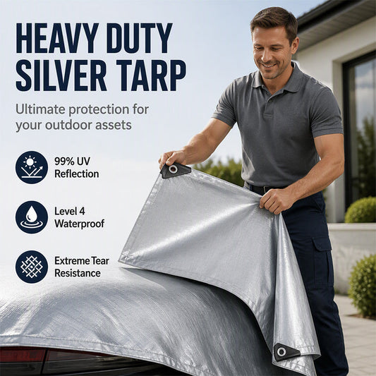 🏕️ 50 % RABAT NU! 💧 Kraftig, forstærket og vandtæt presenning – Holdbar, rivfast og vejrbestandig – Perfekt til camping, byggearbejde og beskyttelse udendørs 🌧️