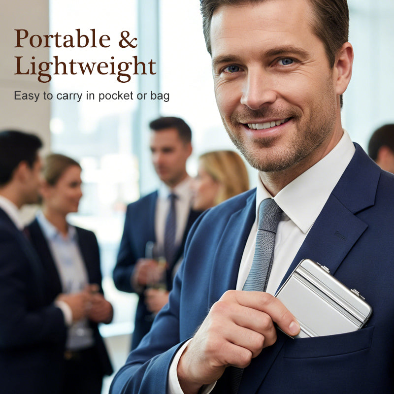 Miniattachemappe i aluminiumslegering – visitkortholder