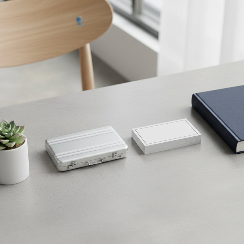 Miniattachemappe i aluminiumslegering – visitkortholder