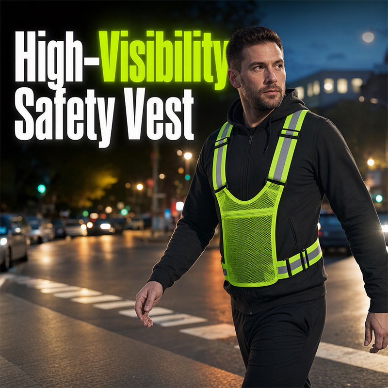 Refleksvest med høj synlighed – justerbart sikkerhedsudstyr til løb med lomme