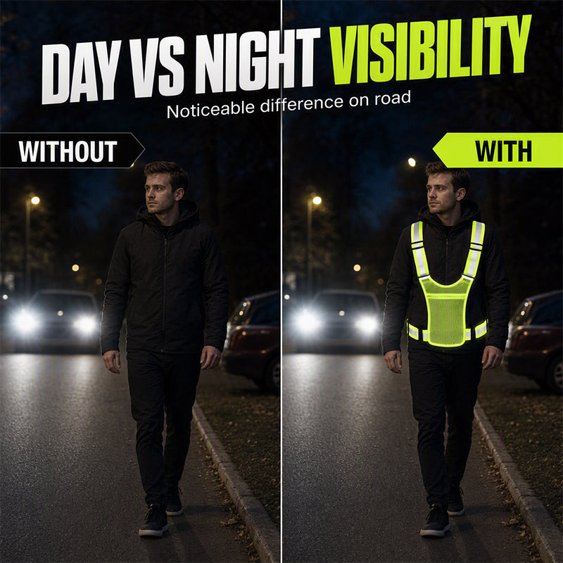 Refleksvest med høj synlighed – justerbart sikkerhedsudstyr til løb med lomme
