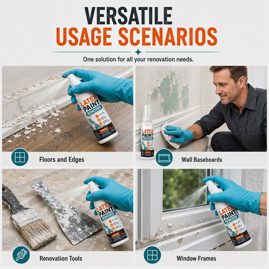 Spray til fjernelse af latexmaling på flere overflader