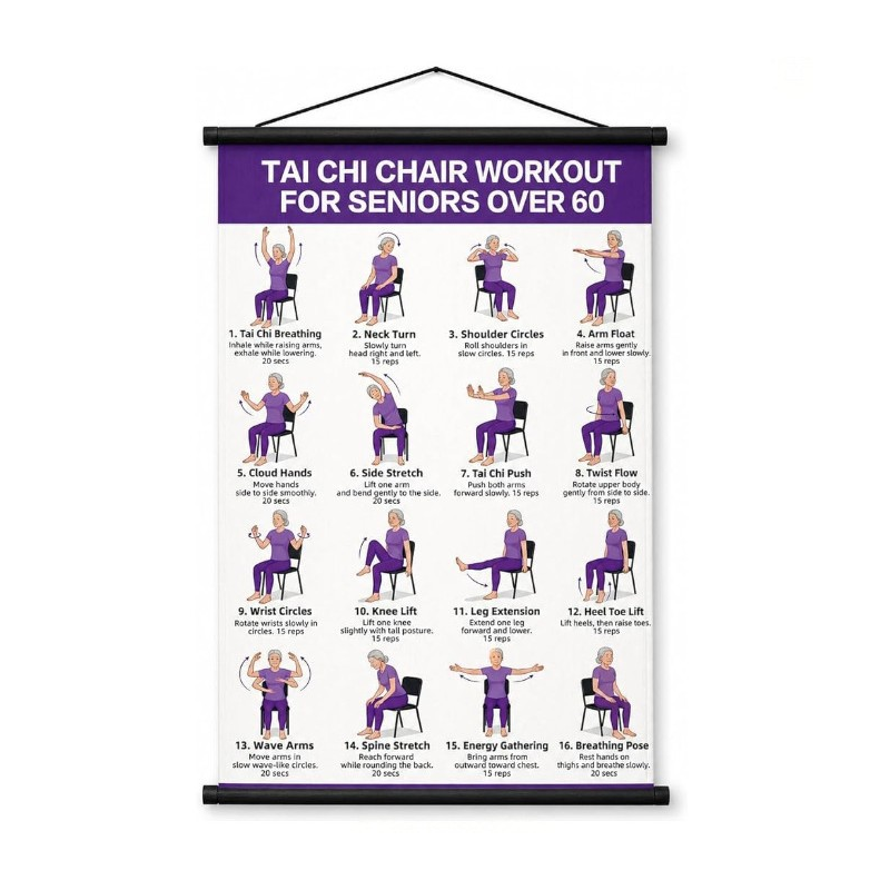 📢📢40% RABAT !! ⏰Tai Chi-træningsplakat til seniorer