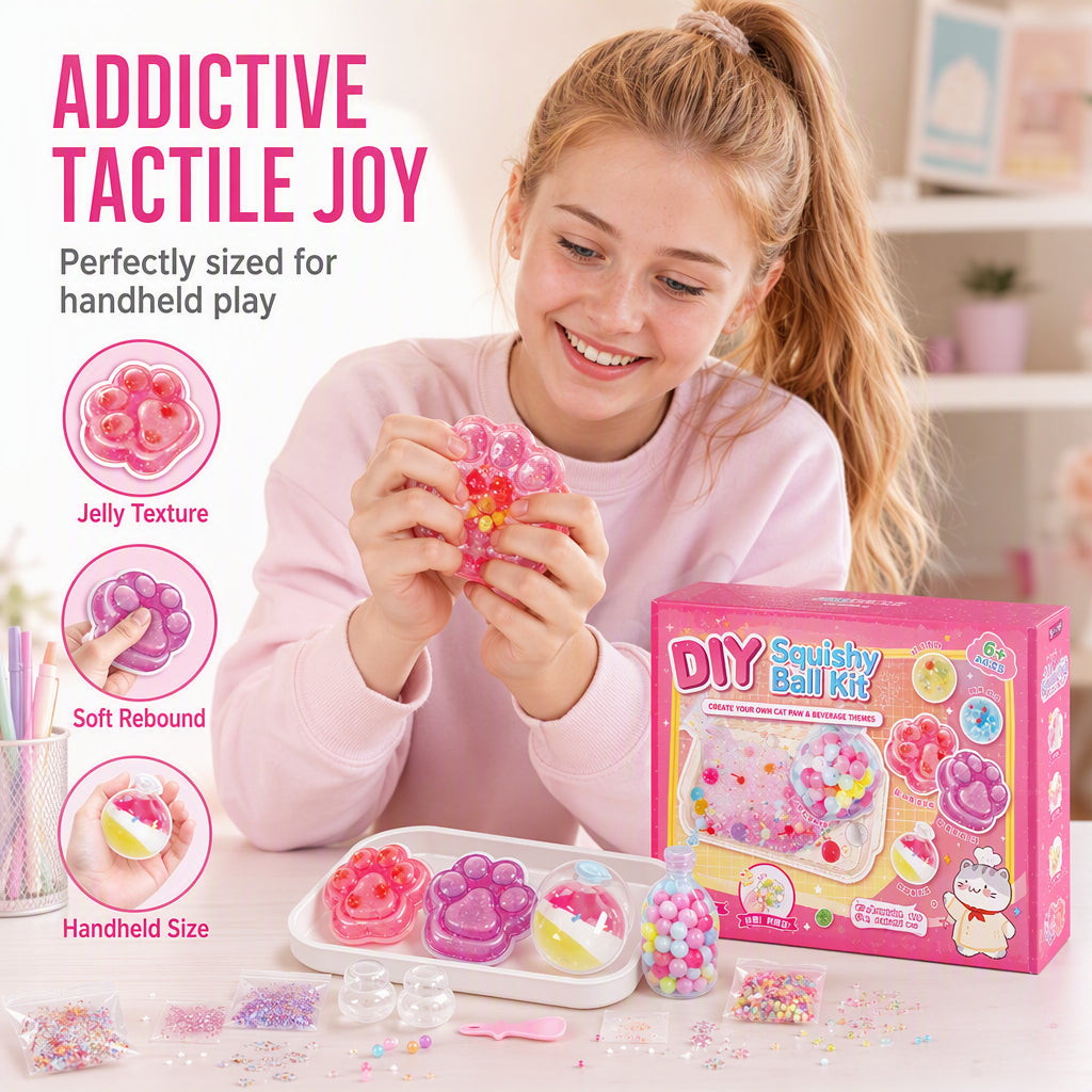 🎨 DIY-sæt til en “Fried Ice”-squishy med kattepote-motiv til børn