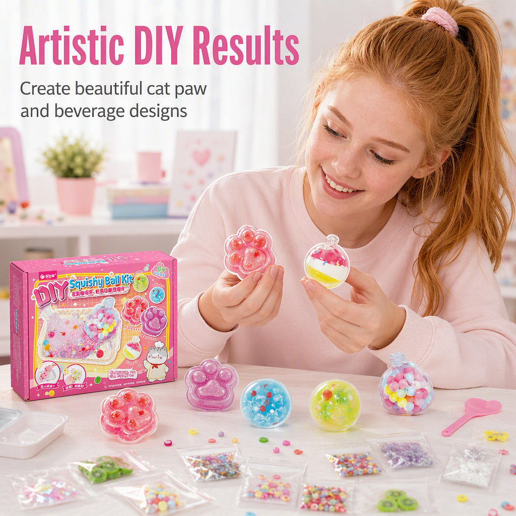 🎨 DIY-sæt til en “Fried Ice”-squishy med kattepote-motiv til børn