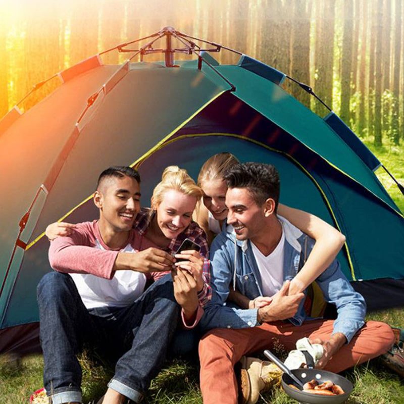 Automatisk hurtigtåbnende regntæt campingtelt-sæt
